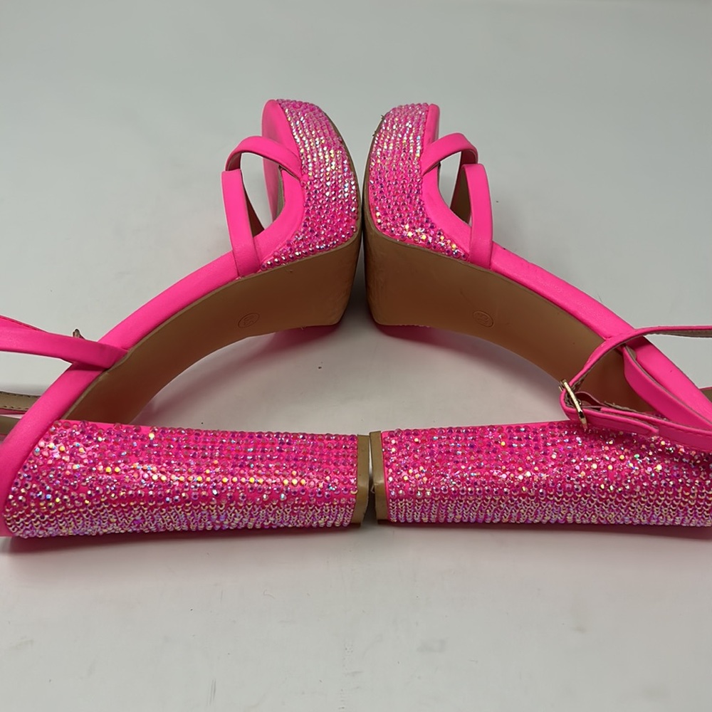 Elisabet Lang Pink Rhinestone Heel Barbie Shoes Size 8.5 Excellent Condition - Picture 8 of 11